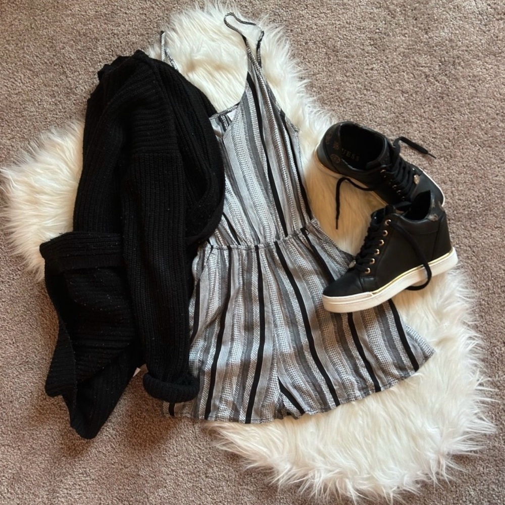 Black & White Striped Romper